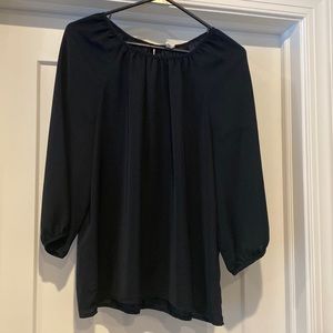 Black 3/4 sleeve boatneck blouse